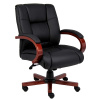 Mahogany &amp; Leather Style Mid-Back Executive Chair
