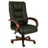 Deluxe Leather &amp; Cherry Wood High-Back Office Chair