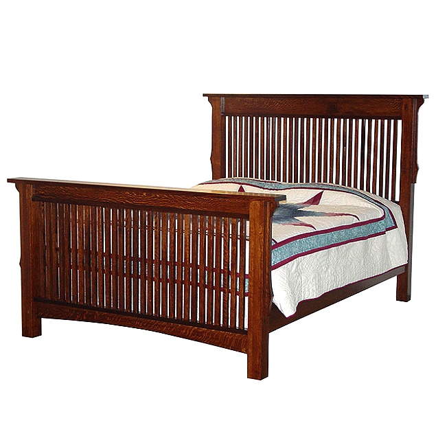 Mission Craftsman American Oak Queen Bed, Mission Style Oak Queen Bed Frame