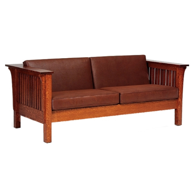 Quarter Sawn Leather Oak Mission, Mission Style Leather Sofa